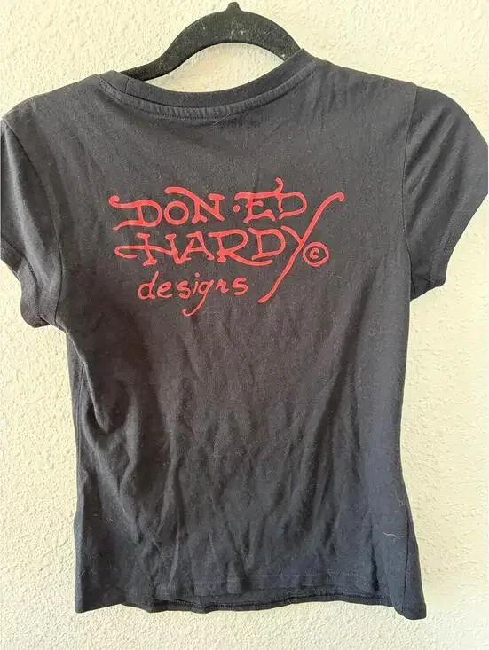 Ed by Ed Hardy Black Rhinstone Tee size M fitted - Picture 3 of 3